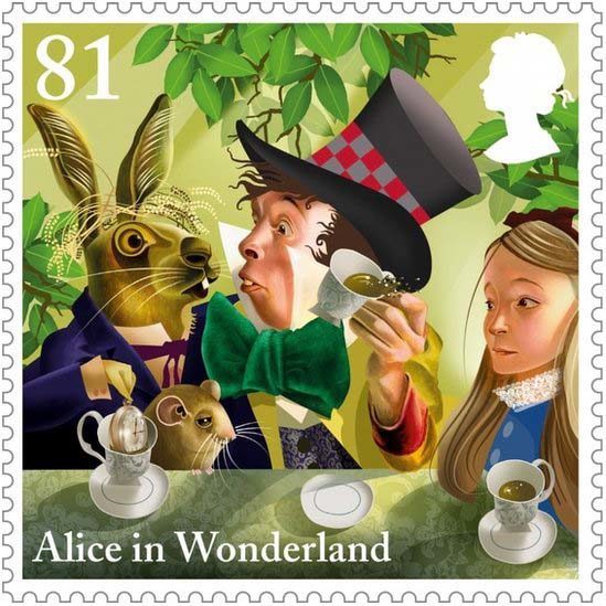 До 150-річчя з дня виходу книги «Аліса в Країні див» в Англії випустили поштові марки