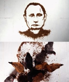Литовська художниця створила портрет Владіміра Путіна з хлібних крихт і згодувала його курчатам (ВІДЕО)