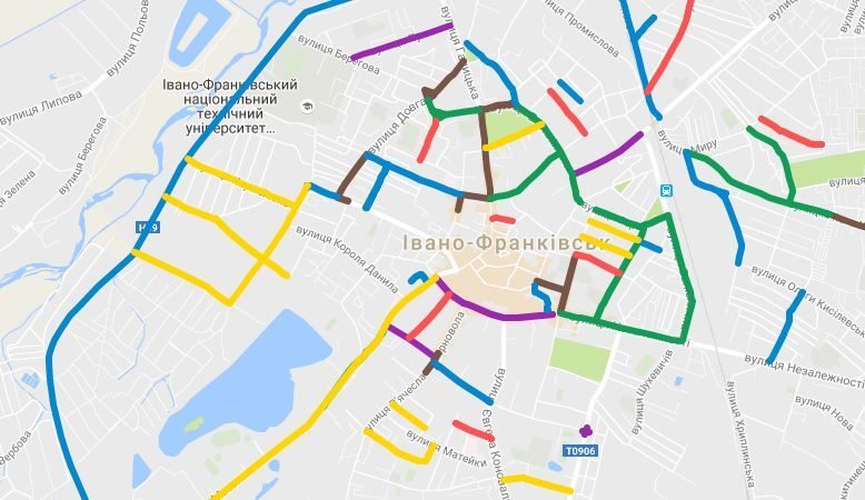 Ремонти доріг Франківська позначили на онлайн-карті