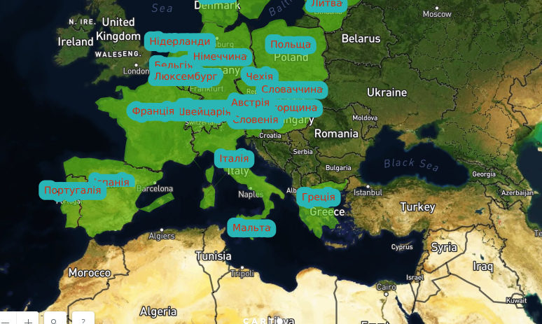 Для українських туристів створили мапу, яка показує вартість поїздки в Європу