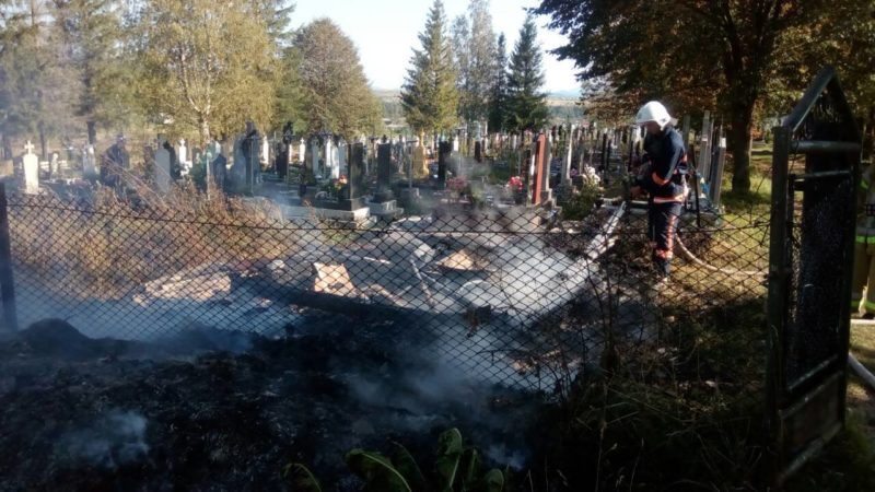 На одному з кладовищ Долинського району виникла пожежа (ФОТО)